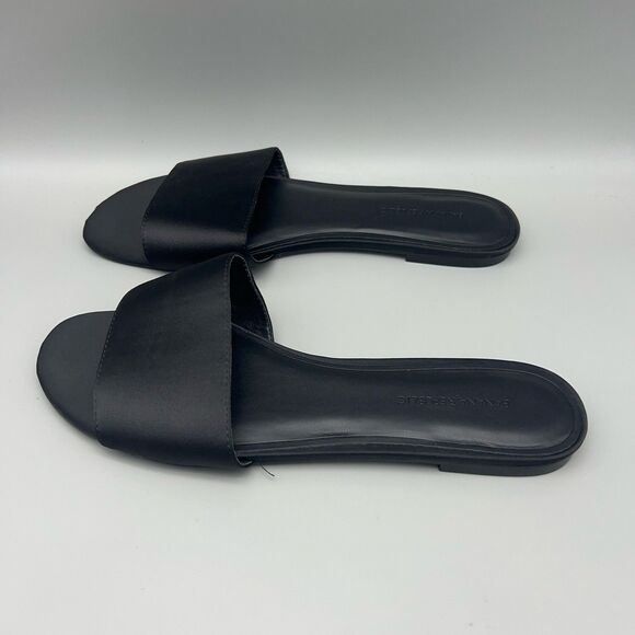 Banana Republic Sandals Womens 8 Black Slide Slip On Open Toe Flat Shoes Minimal - Picture 4 of 10